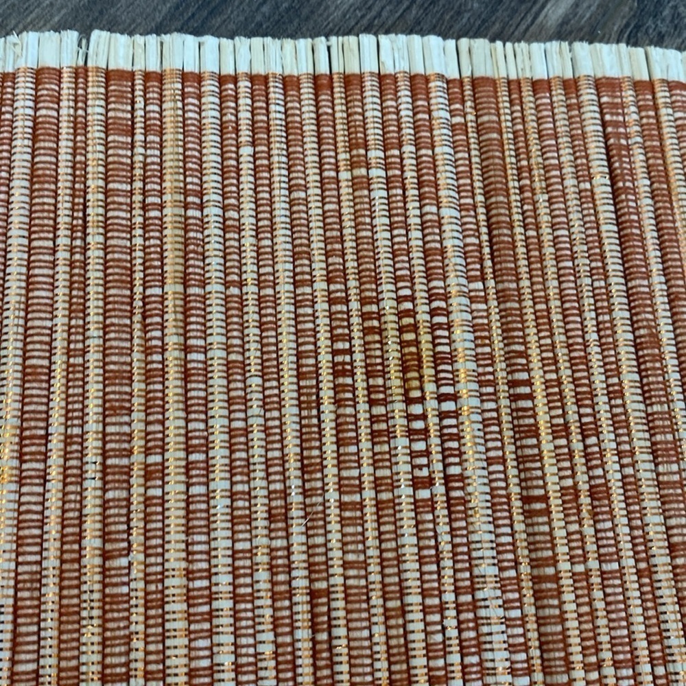 Shiny Copper colored Woven Banana fiber Boho table runner 74” x 14.75” - Picture 3 of 4
